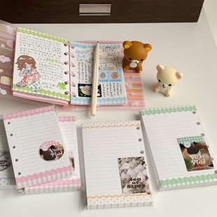 现货 栗栗斯花边格子星星海M5A7手帐活页古早感韩系盐系纯 1件 包邮