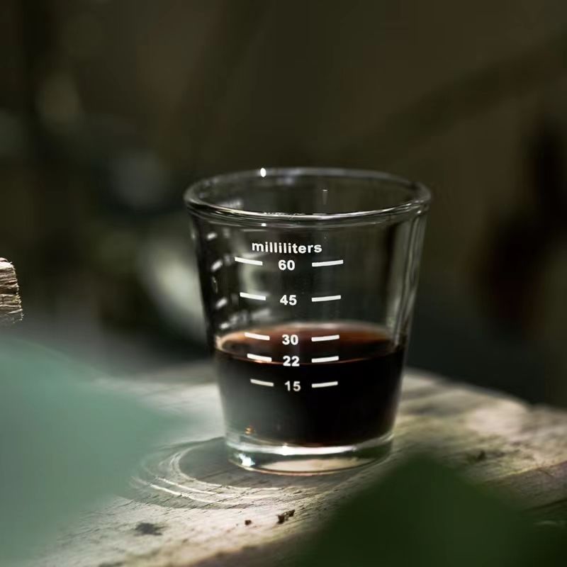 意式浓缩咖啡杯 玻璃盎司杯带刻度量杯 家用加厚圆口杯子