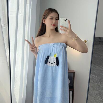 浴巾女可穿式比纯棉全棉吸水速干不掉毛加厚可爱可穿浴裙卡通浴袍