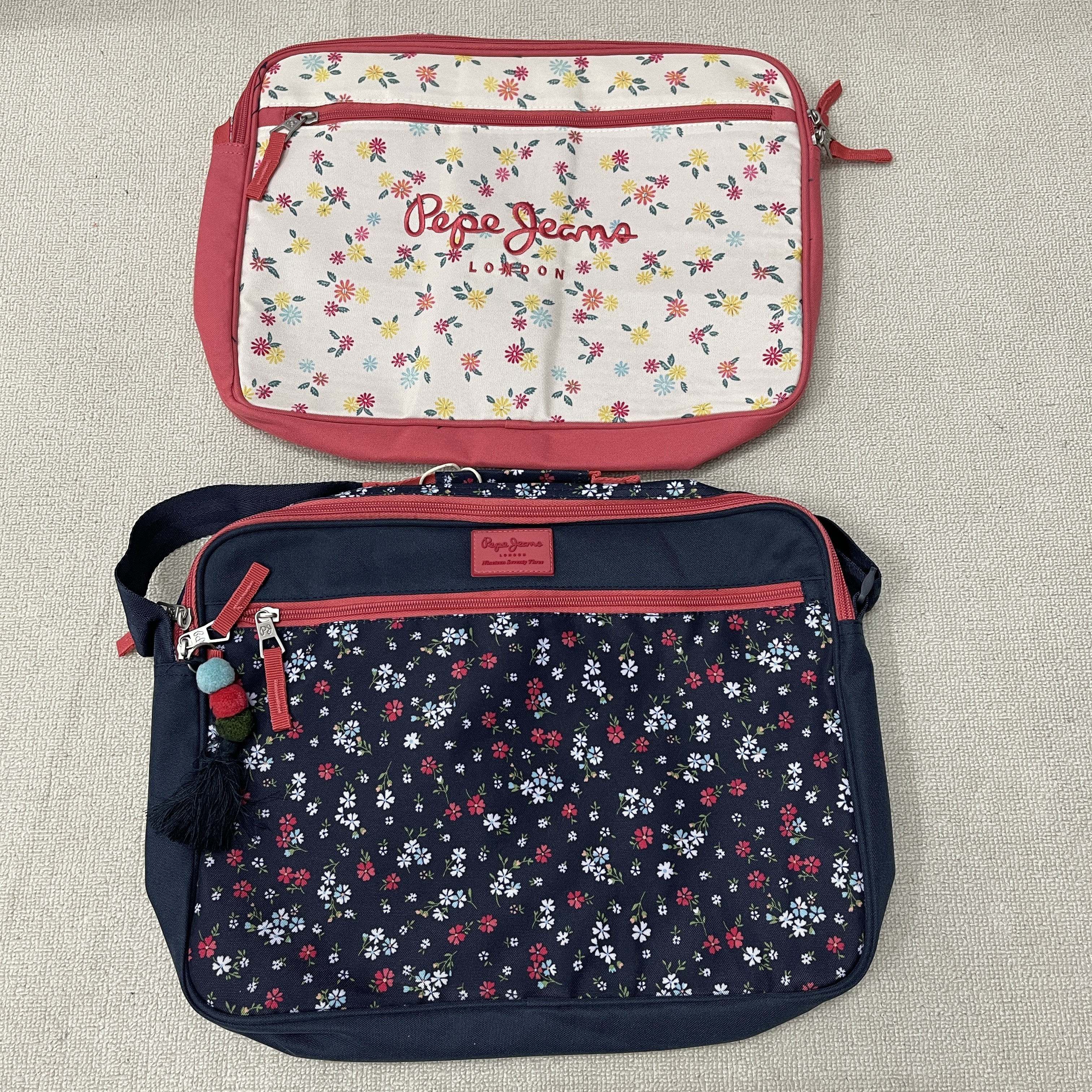 外贸出口英国pepe jeans大号横版斜挎公文包轻便多功能刺绣碎花包
