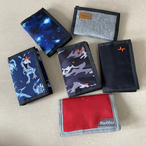 外贸简约帆布钱包青年学生钱包男女士三折钱包实用帆布黑色钱夹