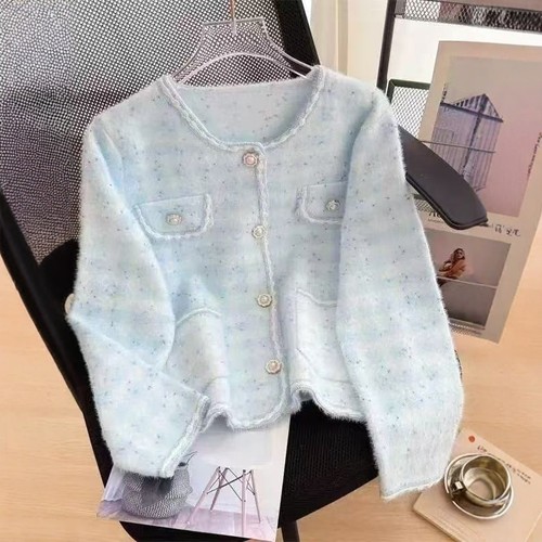 12.22【酒窝严选 濮院福利】时尚气质名媛毛衣外套不支持退换长53