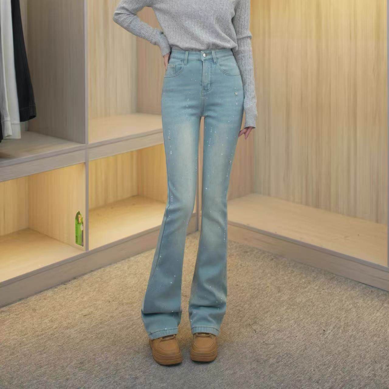 12.11【酒窝严选 捡漏福利】时尚重工烫钻牛仔裤不支持退换长105