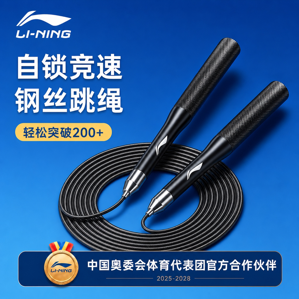 李宁自锁竞速中考专用跳绳