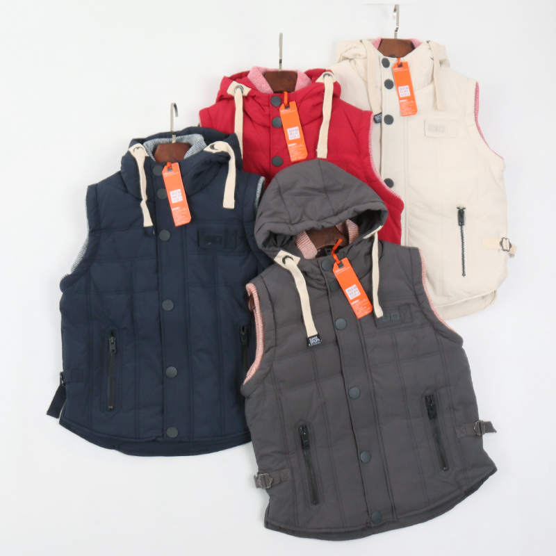 美式休闲保暖连帽刺绣棉马甲外套