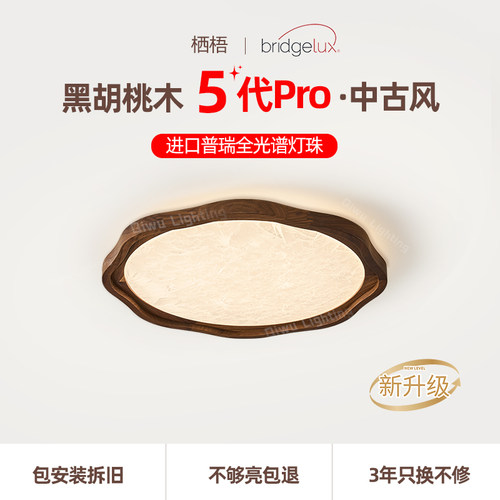 栖梧胡桃木全光谱护眼儿童吸顶灯