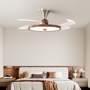 2025新款 灯具中古风餐厅吊灯隐形风扇灯大风力静音护眼灯房间灯