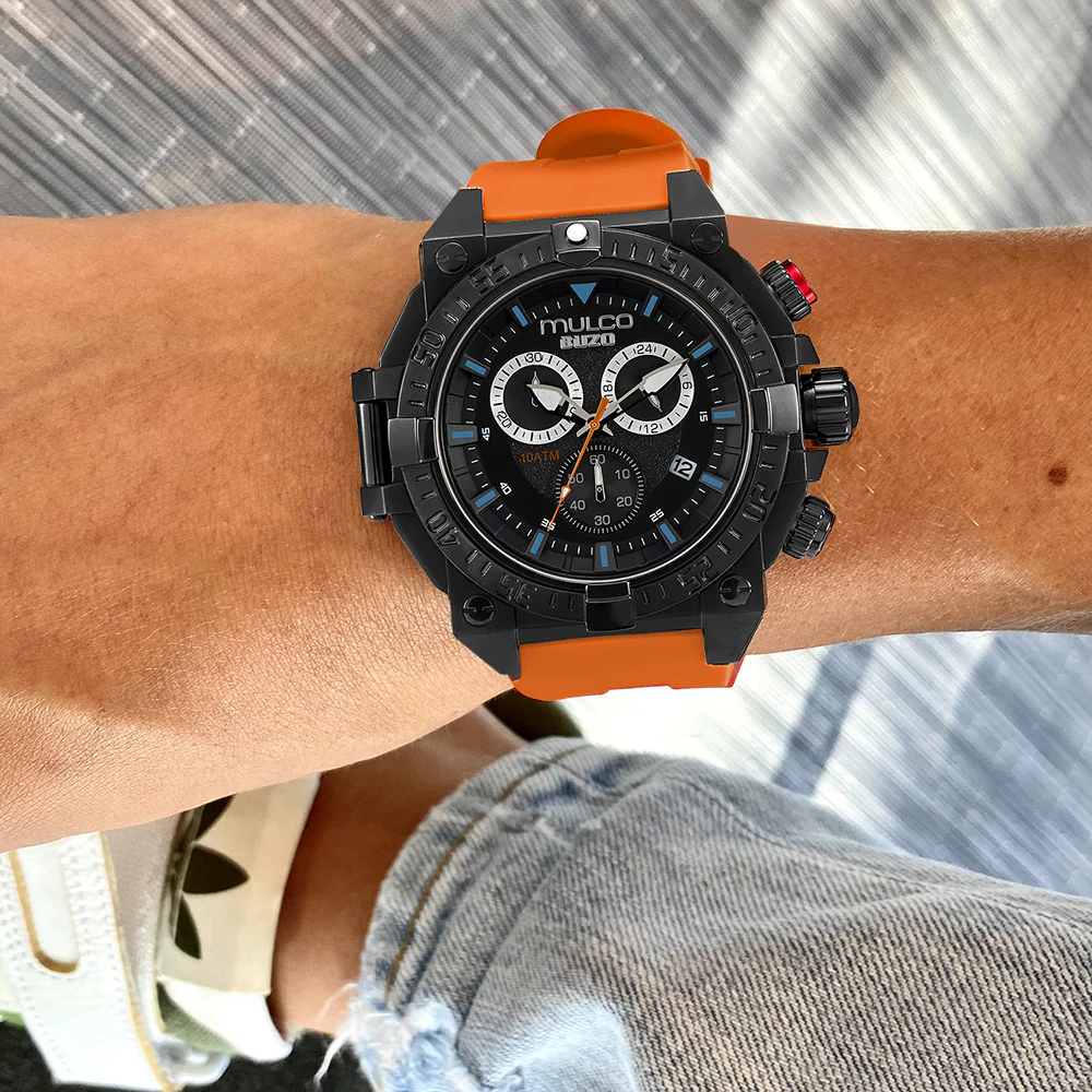 代购mulco手表 BUZO DIVE SILICONE 硅胶表带三眼计时夜光石英男