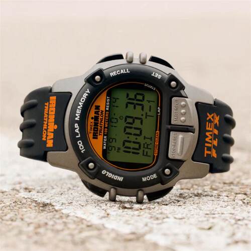 代购TIMEX IRONMAN Flix 100天美时户外防水背光男士橡胶表带运