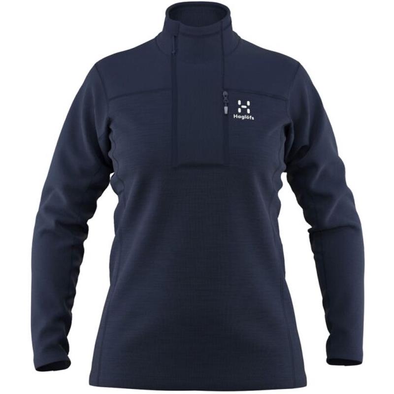 代购HAGLOFS女士抓绒衣保暖透气弹性户外上衣半拉链长袖技术衫