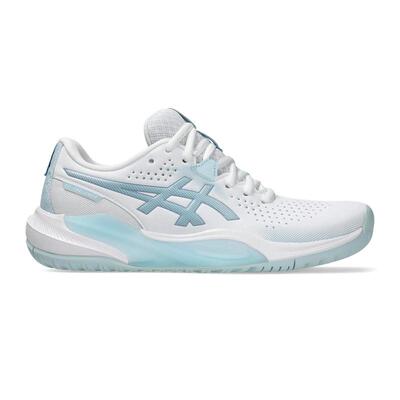 海外代购Asics/亚瑟士女士网球鞋透气防滑白色浅蓝色训练比赛