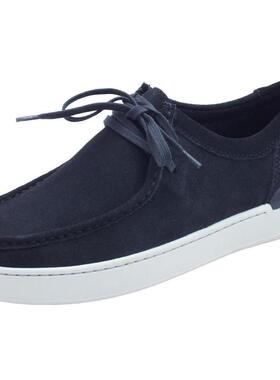 代购clarks男士休闲鞋轻便透气软底舒适深蓝色系带设计圆头低帮