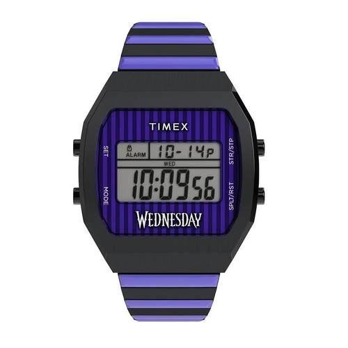 代购Timex天美时男女腕表计时闹钟日期秒表金属防水钢带条纹
