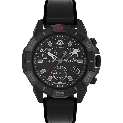 代购Timex天美时男女腕表计时夜光日期测速黑色皮带金属防水