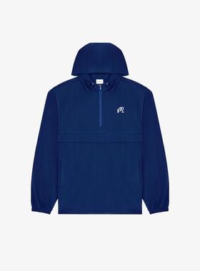 代购MALBON GOLF男士运动夹克防风透气保暖易穿脱深蓝色长袖带帽