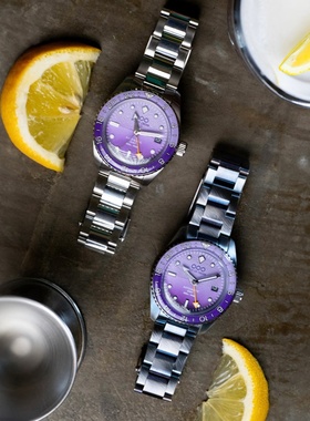 代购Out Of Order做旧手表紫色表盘自动机械表OOO.001-25.LA.BAN