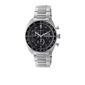 代购 Gucci古驰男士 腕表测速计时小秒针日期金属钢带黑色陶瓷圈