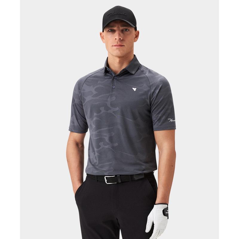 代购MACADE运动Polo衫男士透气舒适视觉趣味贴身剪裁时尚百搭