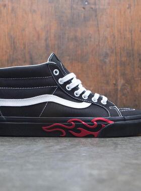 代购VANS男士高帮板鞋耐磨防滑舒适脚感抓地力强黑色白色条纹