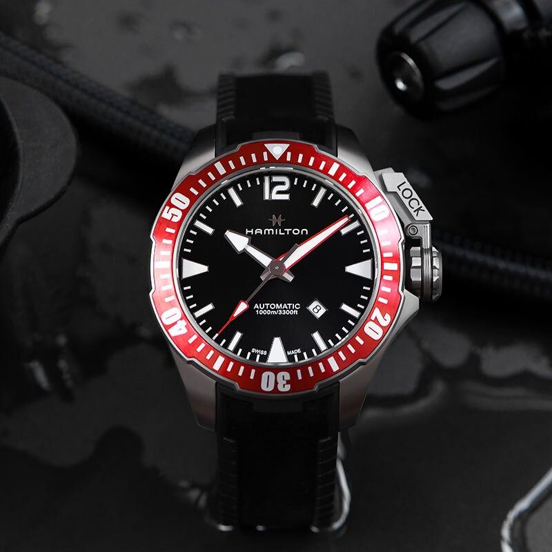 汉米尔顿hamilton卡其海军蛙人潜水表自动机械瑞士腕表h77725335