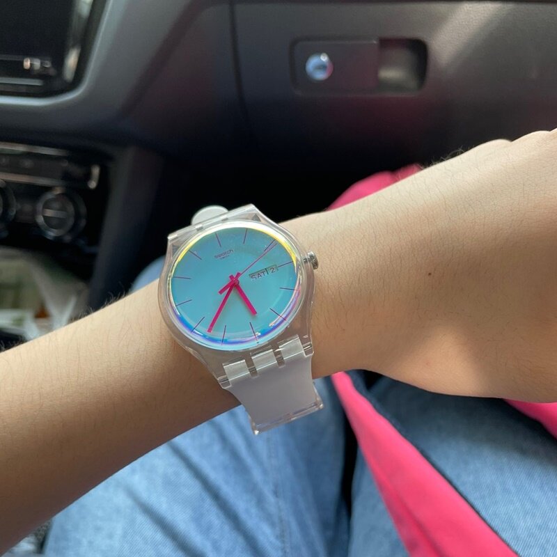 Swatch斯沃琪炫白极光瑞士手表