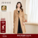 新款 JESSIE羊毛羊绒大衣女插肩袖 系带收腰双排扣毛呢外套2025冬季