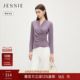 V领长袖 JESSIE26年秋季 收褶修身 气质优雅针织T恤女围裹式 上衣 新款