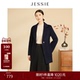 JESSIE气质西装 新款 领绵羊毛混纺蓝色中长款 呢子大衣外套冬季
