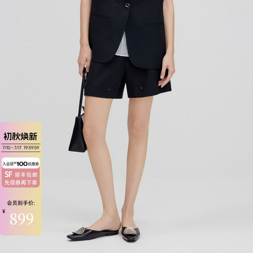 2026夏季新款高腰阔腿短裤女黑色