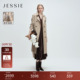 新款 JESSIE26年秋季 巴恩风绵羊毛风衣女双排扣外套 商场同款