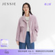 新款 JESSIE抽绳收腰短款 通勤显瘦外套2026年春季 拉链款 风衣女长袖