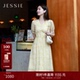 JESSIE商场同款 铃兰花语 气质V领100%桑蚕丝真丝印花连衣裙夏