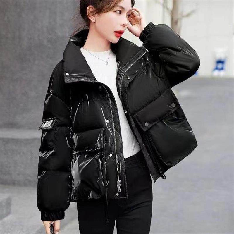 欧货亮面免洗羽绒棉服女短款2025冬季小个子韩版潮流面包服加外套