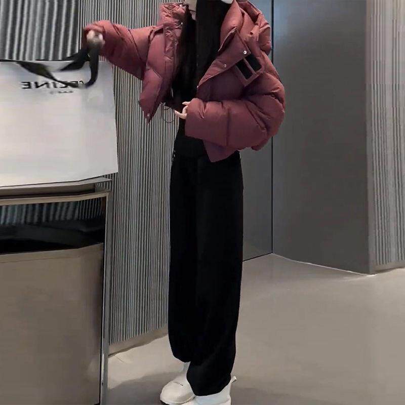 时尚休闲运动套装女连帽加厚棉服外套2024冬季新款高腰休闲棉袄潮