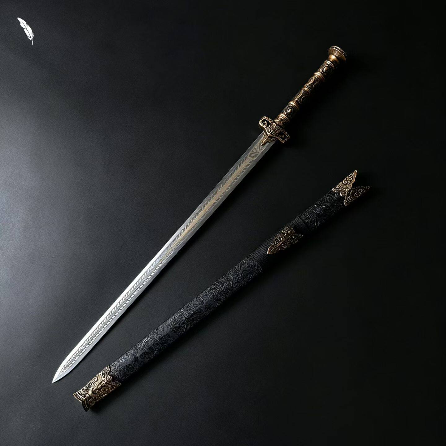 龙泉刀剑冷兵器新款汉剑仿古铜一体龙骨长剑把玩练习手藏未开刃