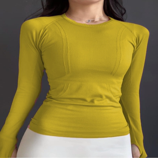 瑜伽服长袖 T恤 女秋冬上衣圆领运动跑步健身衣普拉提速干透气长袖