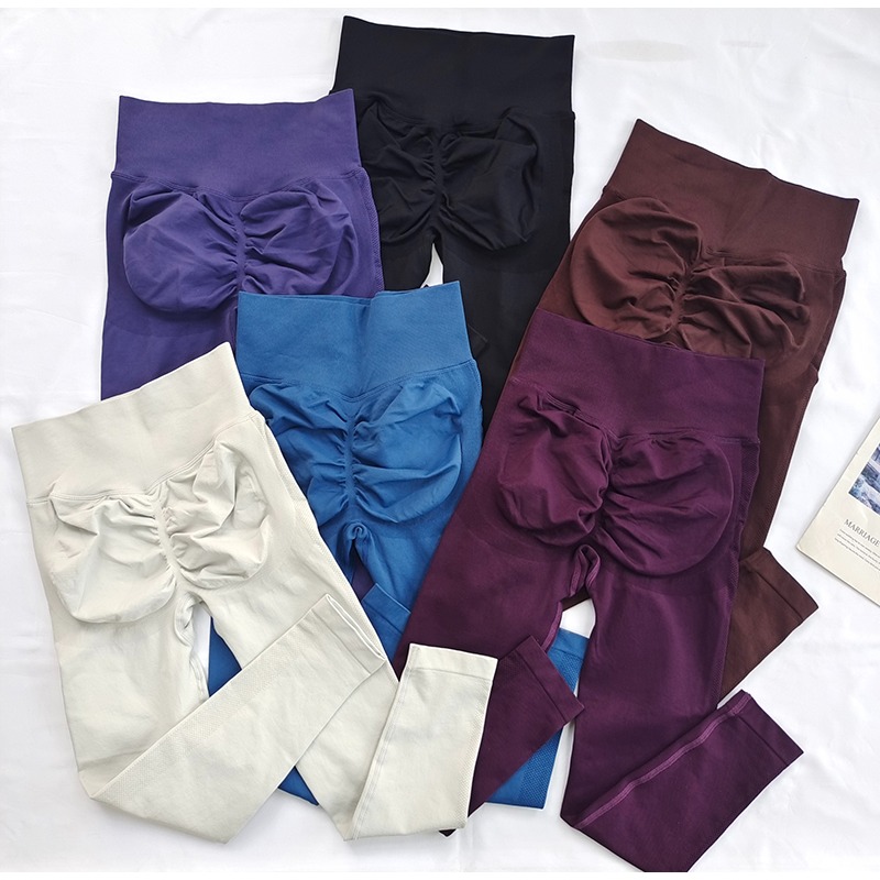 无尴尬线高腰收腹瑜伽裤蜜桃显臀紧身健身裤高弹力提臀运动训练裤