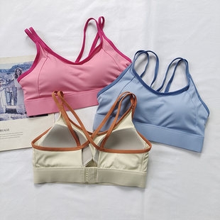 撞色运动内衣女高强度健身跑步防震美背文胸一体式 聚拢防下垂背心