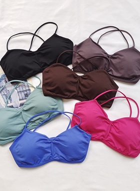 美背跨境大热DF同款运动文胸含胸垫瑜伽背心显背速干防震健身内衣