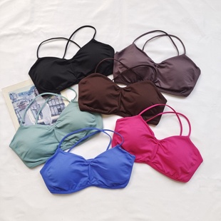 美背跨境大热DF同款 运动文胸含胸垫瑜伽背心显背速干防震健身内衣