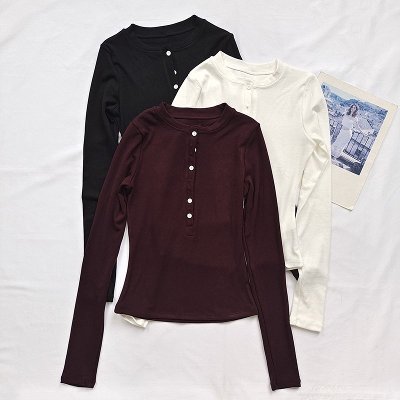 瑜伽服长袖女紧身显瘦健身跑步训练运动上衣纽扣亨利衫打底内搭T,运动服/休闲服装,健身衣,淘宝优惠券,粉丝福利购,淘宝优惠卷