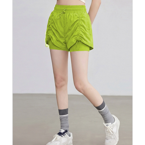 宽松运动短裤女夏季户外跑步健身裤速干抽褶显瘦外穿口袋休闲裤