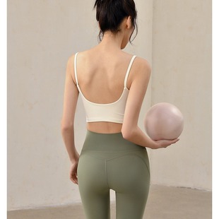 无痕裸感防震运动内衣外穿带胸垫瑜伽背心女一体美背吊带健身文胸