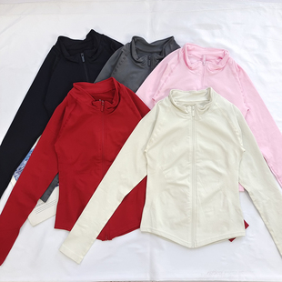 紧身高弹健身外套女 健身服瑜伽健身训练外套拉链长袖 DFY 同款