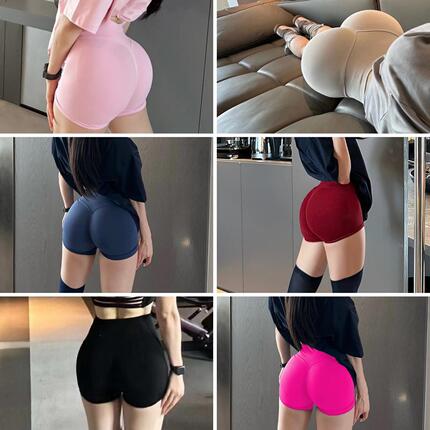 Sexy Seamless Butt-Lifting Fitness Shorts European and American Style Sports Three-Quarter Pants High-Waisted Tummy Control High-Elastic Plus-Size Peach Butt Pants for Women