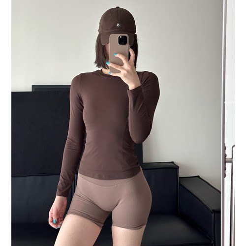 圆领T恤修身显瘦运动长袖女速干跑步训练普拉提健身服瑜伽服上衣