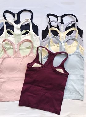 一体杯无缝ebb带胸垫运动内衣女工字美背训练背心瑜伽健身可外穿