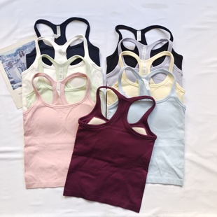 一体杯无缝ebb带胸垫运动内衣女工字美背训练背心瑜伽健身可外穿