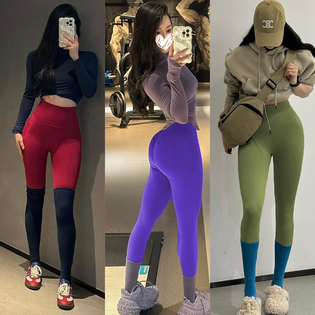 升级版蜜桃长裤无缝高腰收腹运动纯色健身提臀裤女蜜桃臀瑜伽裤