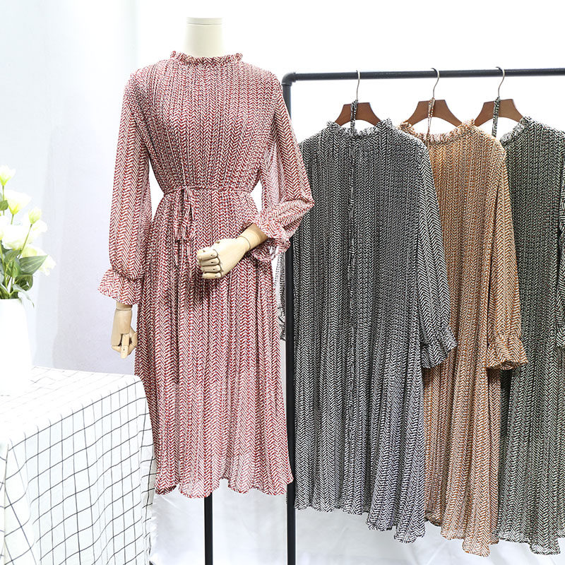 2017 Retro the republic of korea Ladies wind Broken flowers Long sleeve Dress Crimp temperament Lace sleeves Chiffon The dressin the Women's clothing/Boutique , Dress  category - from Buy2taobao.com to provide professional Taobao agent buy service